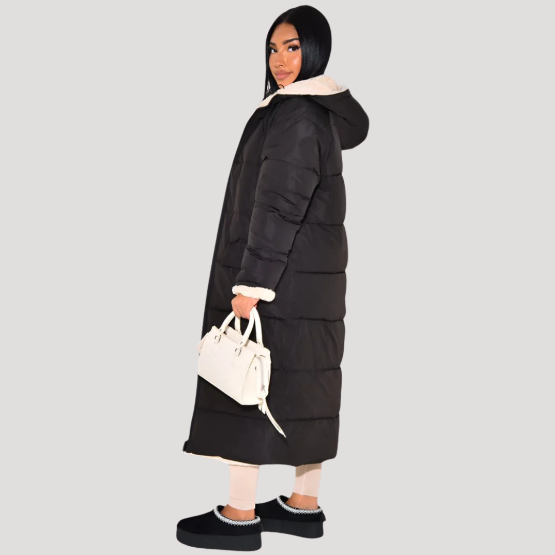 Grace | Giacca Lunga Donna Reversibile con Fodera Borg
