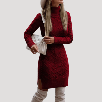 Aurelia | Abito Midi Donna in Maglia Torcigliata con Collo Alto