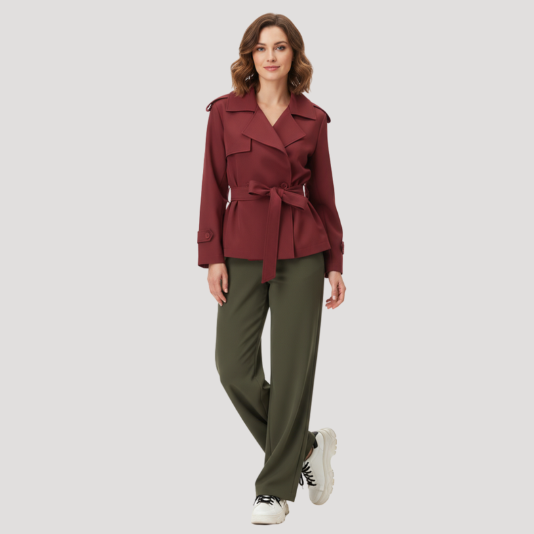 Lourdes | Trench Corto Femminile Scolpito con Cintura da Annodare