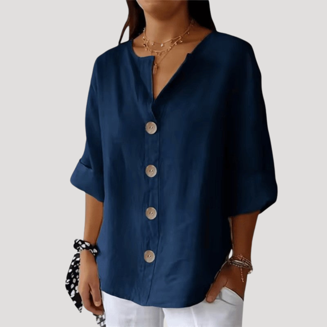 Selena | Blusa Donna Buttonata in Lino Casual