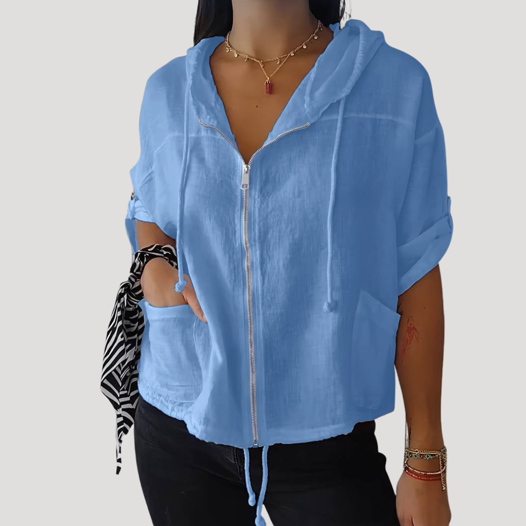 Sophie | Giacca Donna con Cappuccio Maniche Risvoltate Casual