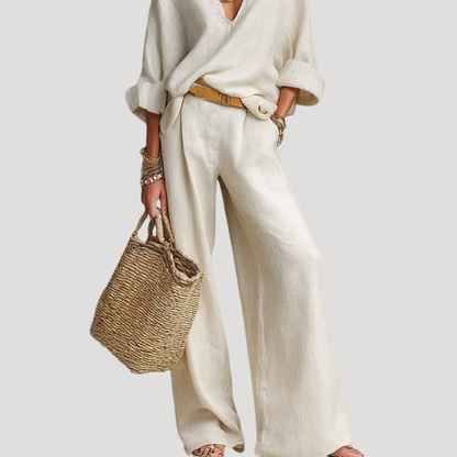Henriette | Completo Donna con Pantaloni Larghi e Top Col V