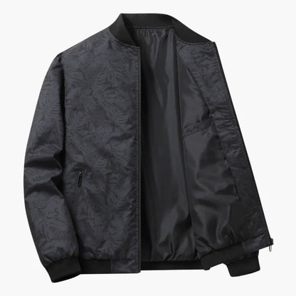 Ruggero | Bomber con stampa foglie e zip da uomo