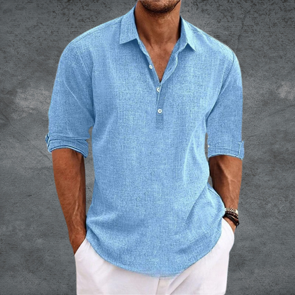 Lorenzo | Camicia henley a maniche lunghe con colletto da uomo