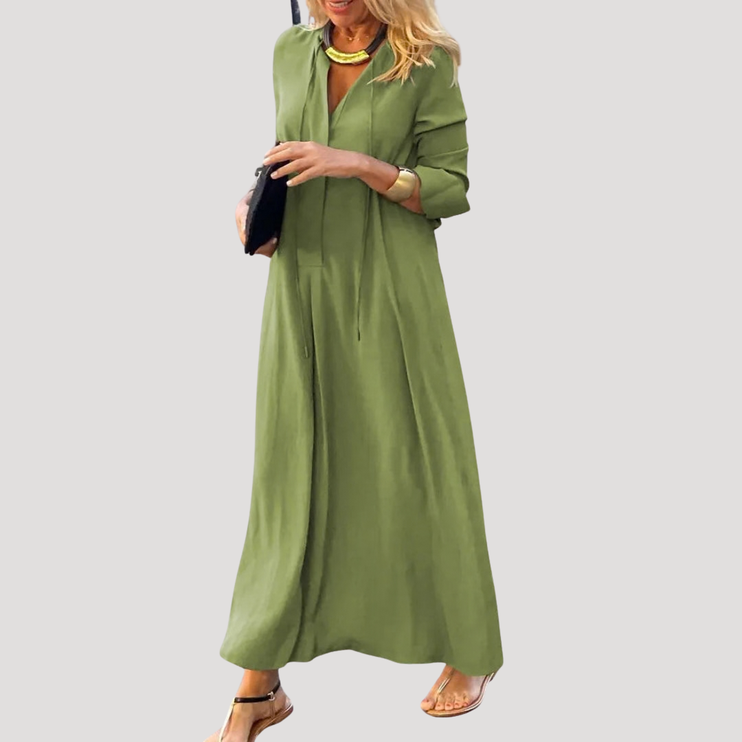 Elisa | Abito lungo fluido maniche lunghe chic