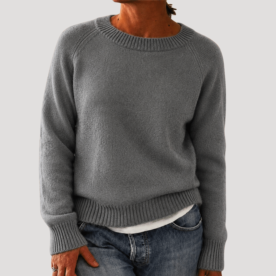 Monique | Maglione Donna Collo Rotondo con Finiture A Coste