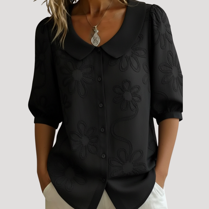 Jeanne | Blusa in Pizzo Donna Floreale Maniche Corte
