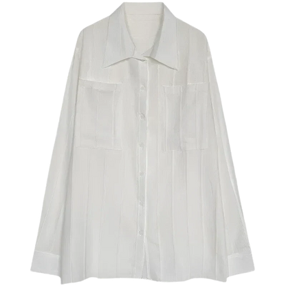 Fabio | Camicia a righe con due tasche e maniche lunghe da uomo