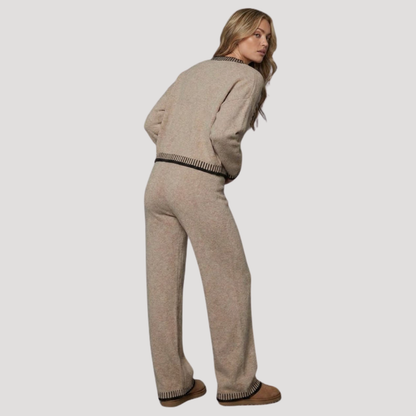 Angeline | Completo Donna in Maglia Cardigan e Pantaloni Larghi