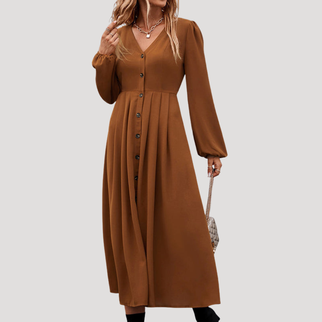 Emilia | Robe Midi Donna Bottonata Maniche Lunghe