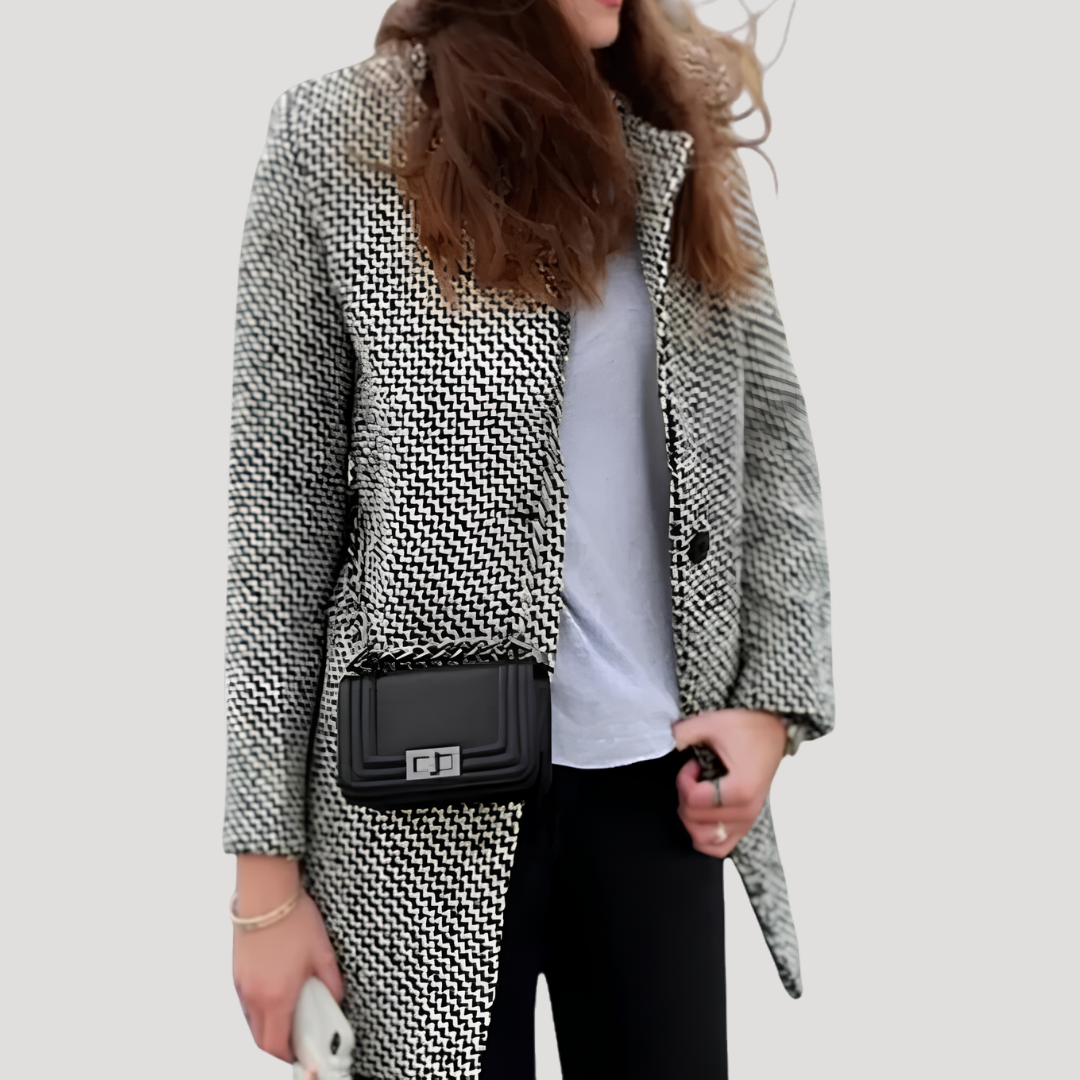 Clara | Cappotto a Quadri Donna Doppiopetto