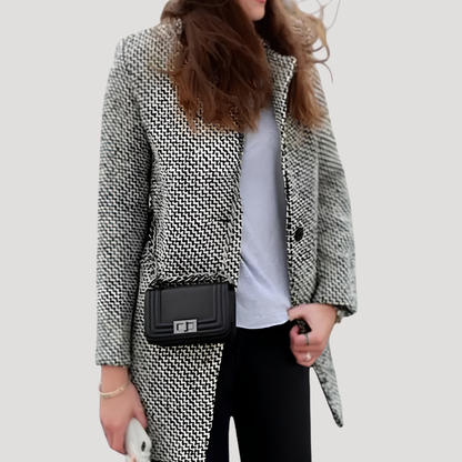 Clara | Cappotto a Quadri Donna Doppiopetto