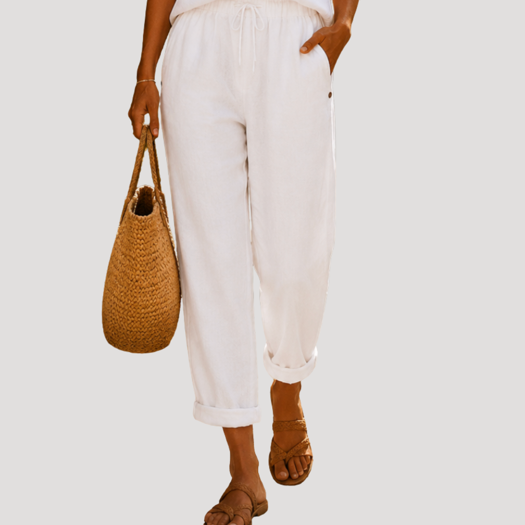 Jasmine | Pantaloni Donna Gamba Dritta Vita Regolabile Estate