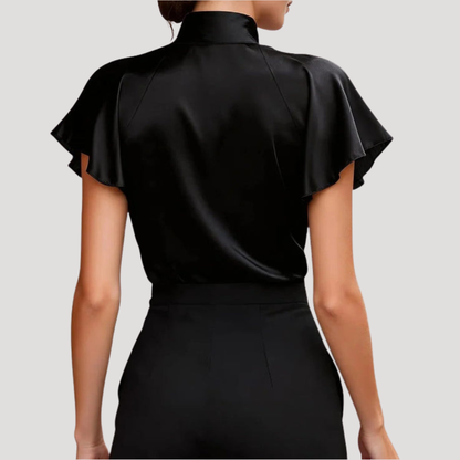 Hortense | Blusa Satinata Donna Elegante con Collo e Maniche Volantate