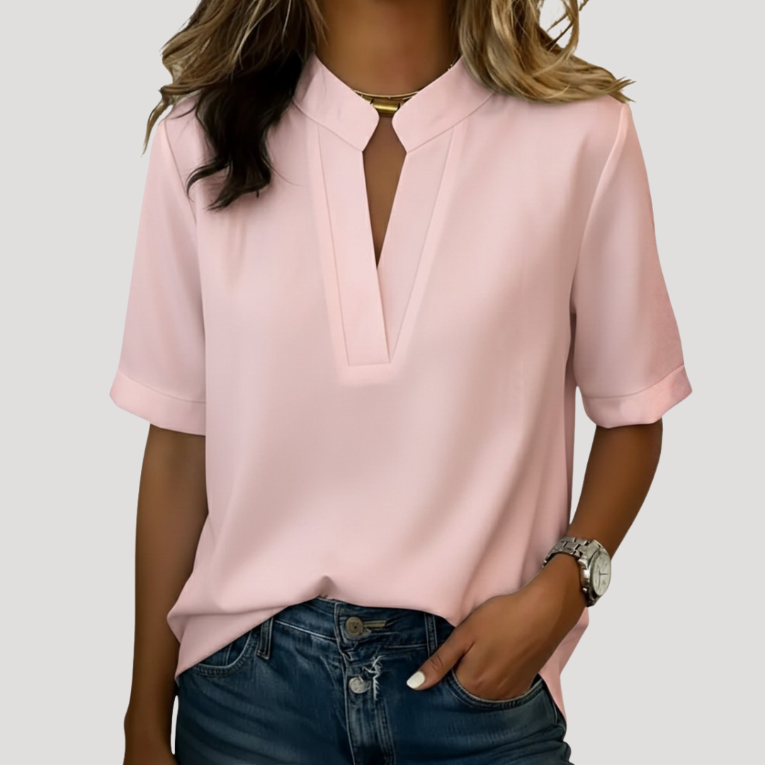 Blandine | Blusa Donna Chic Col V Maniche Corte