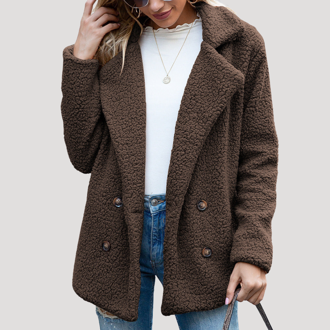 Tina | Cappotto Teddy Donna Testurizzato con Collo Revers