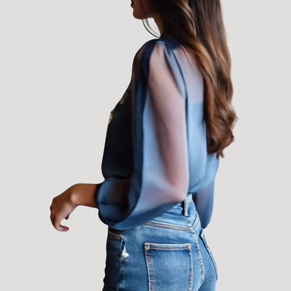 Emily | Blusa Donna Chic Stampa Floreale Maniche Lunghe