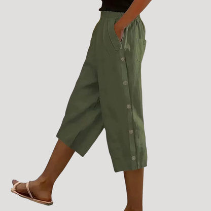 Naomi | Pantaloni donna leggeri e fluidi a gamba larga estate midi