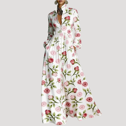 Jeanne | Robe Lunga Elegante Donna Con Bottoni