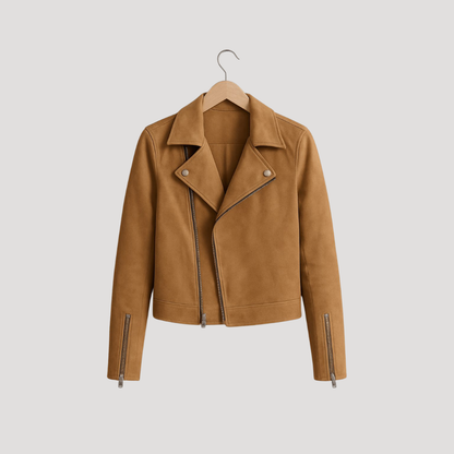 Amy | Giacca Biker Corto Donna con Zip Asimmetrica