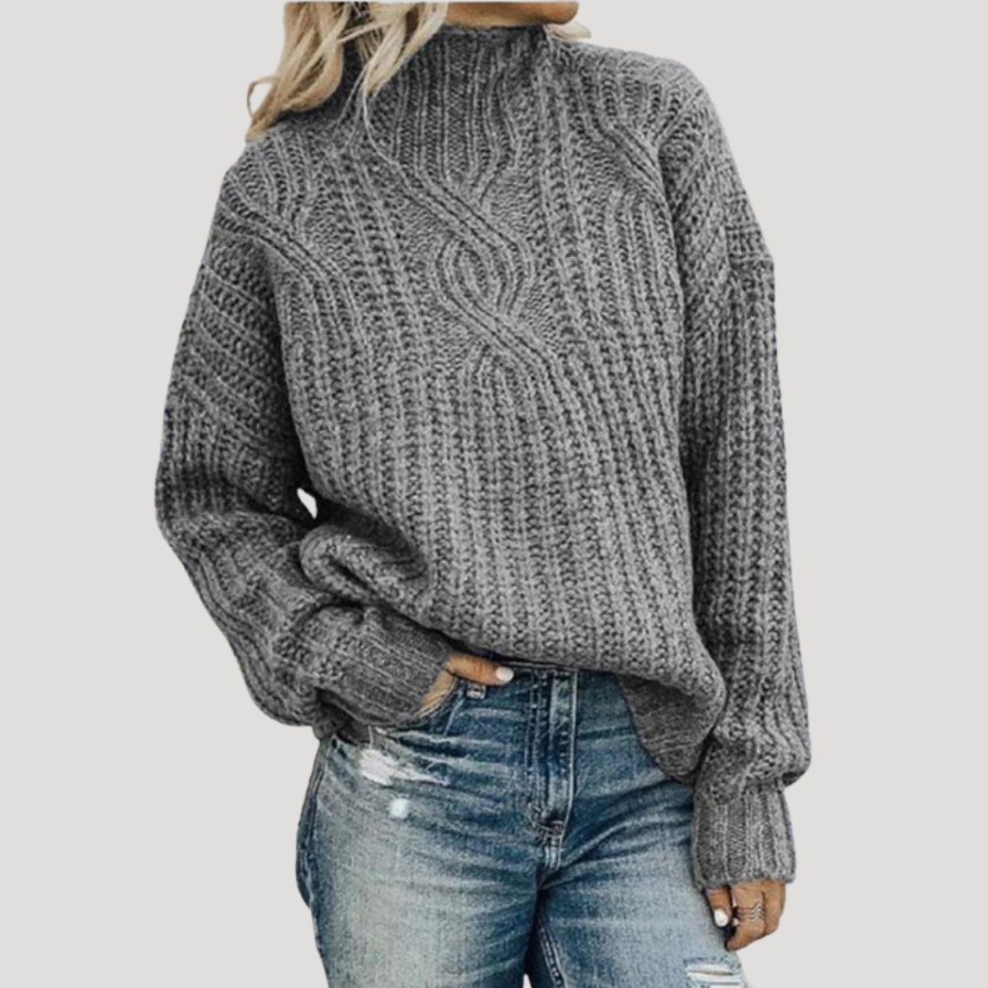 Aimee | Maglione Donna in Maglia Intrecciata con Collo Alto