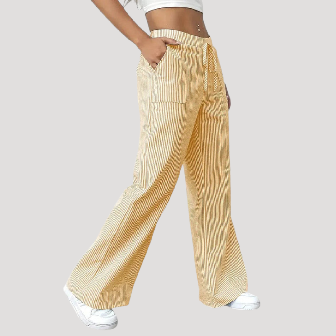 Ginevra | Pantaloni Donna Casual a Gamba Larga a Righe
