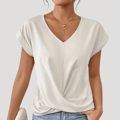 Maude | T-shirt Donna Col V Drappeggiata Fluida Estate