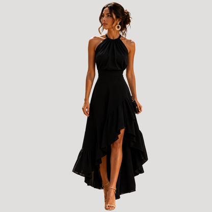 Beatrice | Abito Lungo Donna Col Halter a Volant Elegante