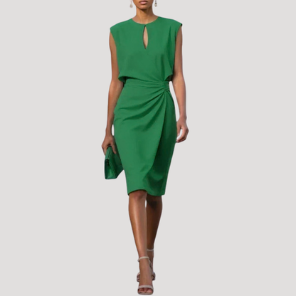 Corinne | Robe midi elegante senza maniche drappeggiata