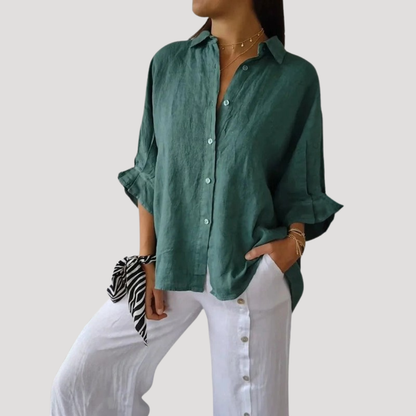 Fanny | Camicia in lino fluida e ampia con maniche lunghe