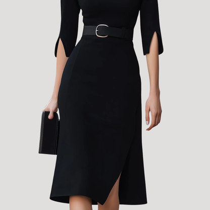 Lea | Robe Midi Cintrée Ceinturée Femme