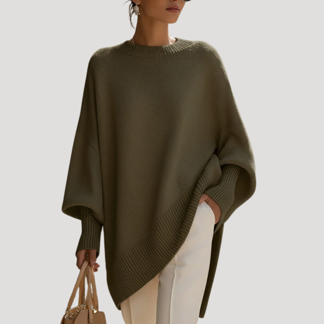 Genevieve | Poncho Donna Asimmetrico Collo Rotondo Elegante