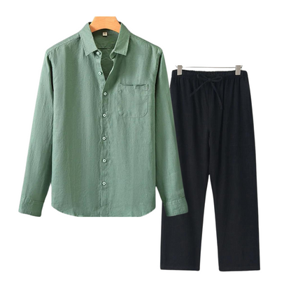 Ernesto | Completo camicia a maniche lunghe e pantaloni con coulisse da uomo