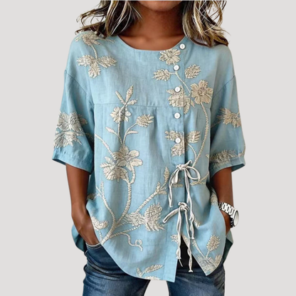 Letizia | Blusa Donna Floreale Bohemien Maniche Corte