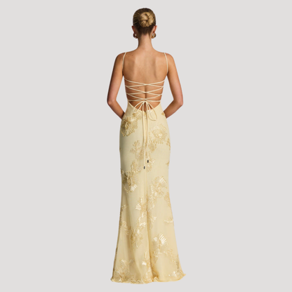 Gabriella | Abito Lungo Ricamato con Spalline Sottili Elegante