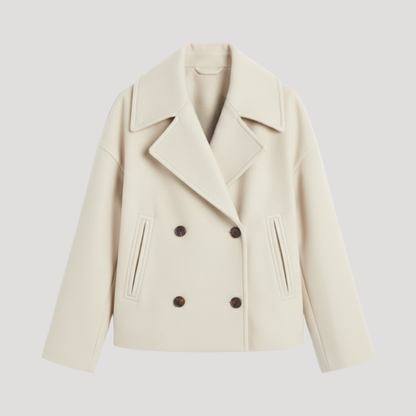 Lauren | Cappotto Donna in Lana Incrociato con Doppio Petto e Collo Scollo