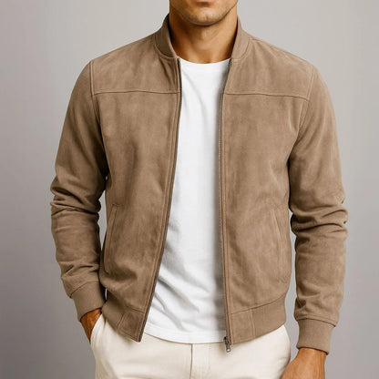 Fabrizio | Bomber in finto camoscio con zip da uomo