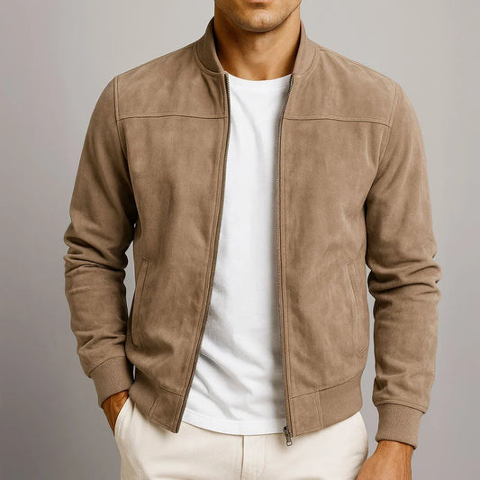 Fabrizio | Bomber in finto camoscio con zip da uomo