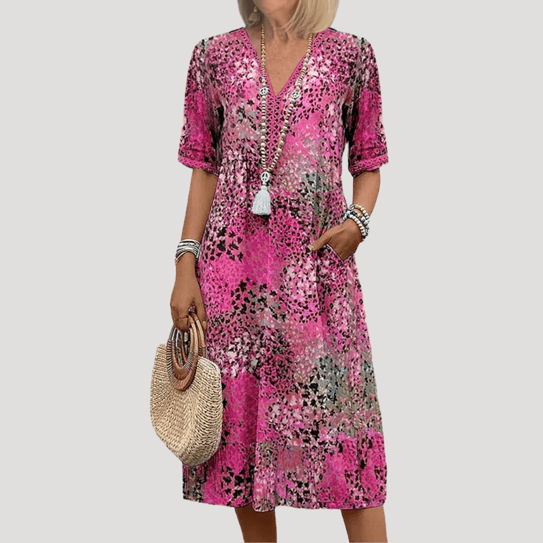 Victoria | Abito midi floreale bohémien elegante