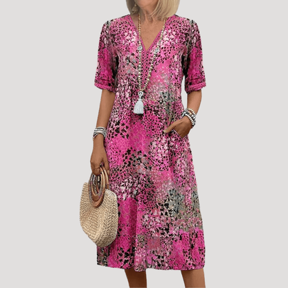 Victoria | Abito midi floreale bohémien elegante