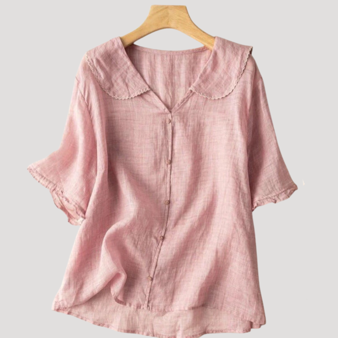 Maria Pia | Blusa Donna in Lino Maniche Puffate Casual
