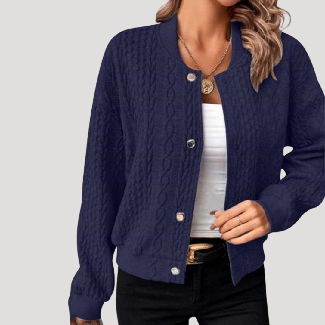 Tiziana | Cardigan Donna in Maglia Intrecciata con Bottoni
