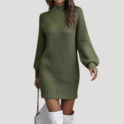 Gisella | Abito Mini Donna Svasato in Maglia a Maniche Lunghe