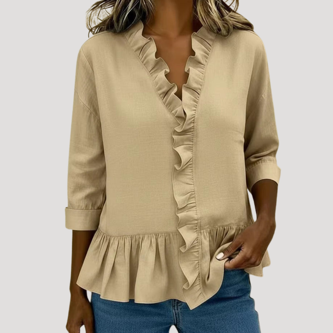 Veronique | Blusa Donna Volant Maniche Lunghe Bohemien