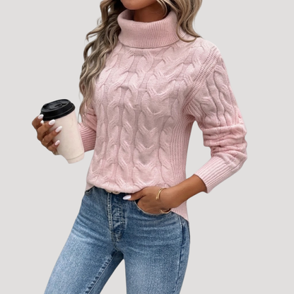 Renee | Maglione Donna Invernale in Maglia Torcigliata con Collo Alto