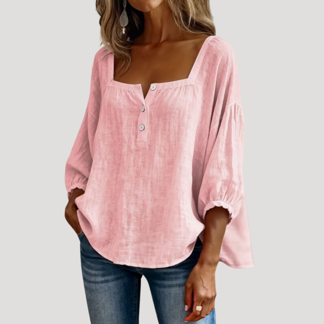 Ana | Blusa Donna Collo Quadrato Bottone Casual