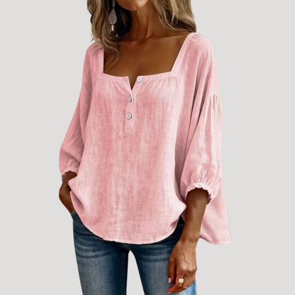 Ana | Blusa Donna Collo Quadrato Bottone Casual