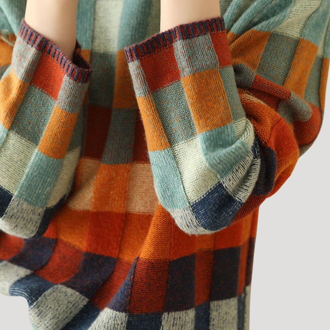 Violet | Maglione Donna a Quadri con Collo Alto