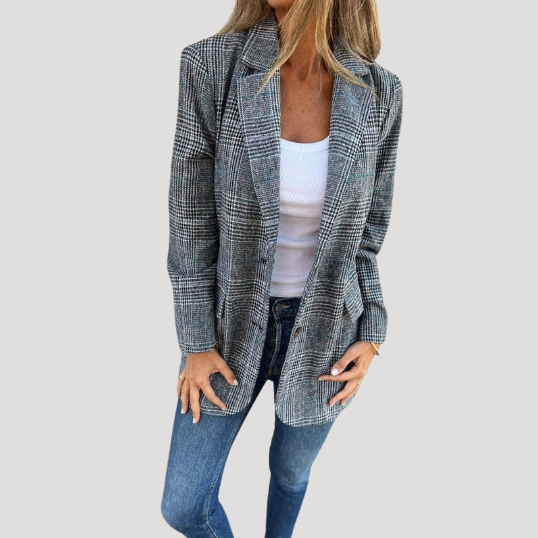 Ida | Blazer Femminile a Quadri con Collo Revers