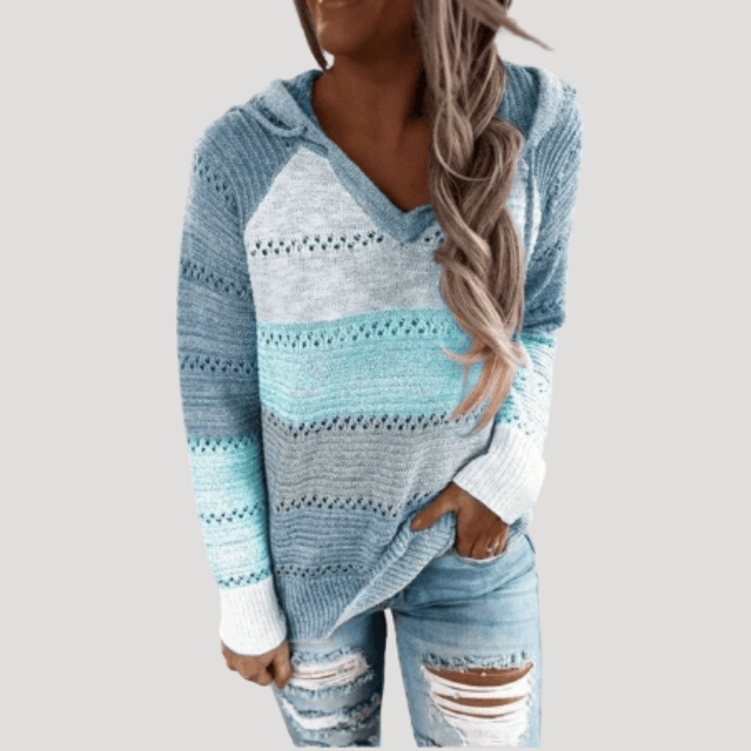 Luna | Pull Donna Rayé Col V